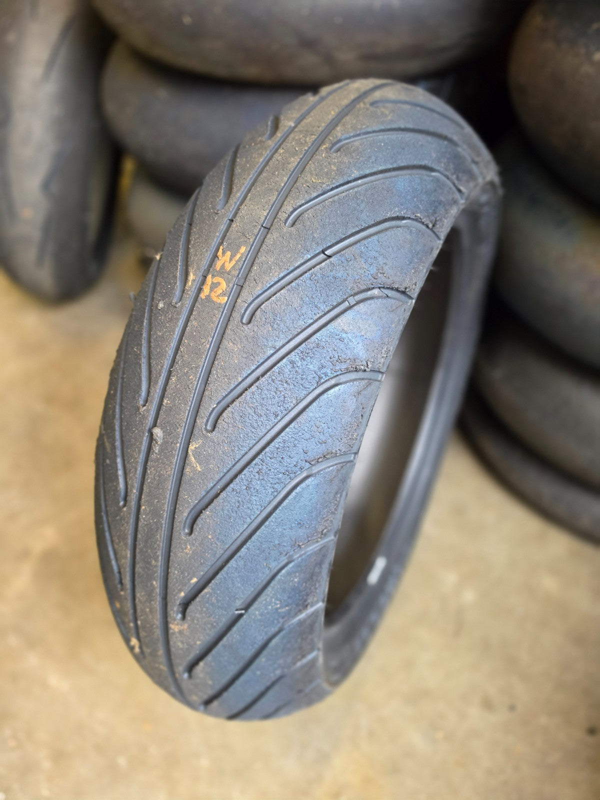 Pirelli Diablo Wet 200/60-17 part worn rear BSB scrub tyre, max feel W12
