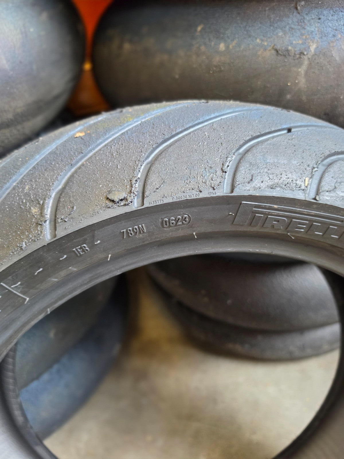 Pirelli Diablo Wet 200/60-17 part worn rear BSB scrub tyre, max feel W12