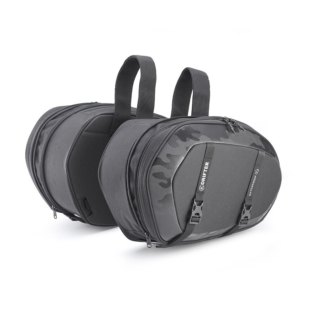 Kappa Motorcycle 40 Litre Pair Drifter Universal Waterproof Side Bags Blk - DR05