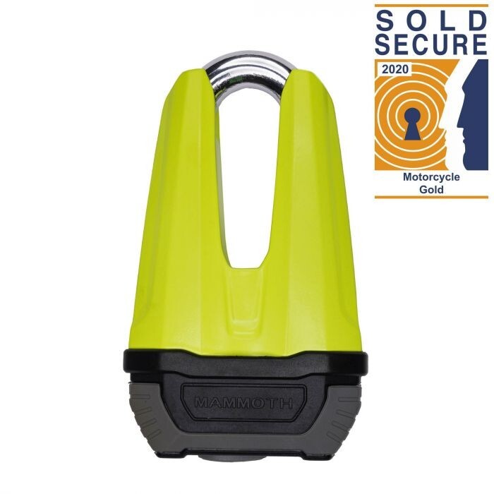 Mammoth Security Renegade Disc Lock 13mm Fluro Yellow Sold Secure Gold Approved