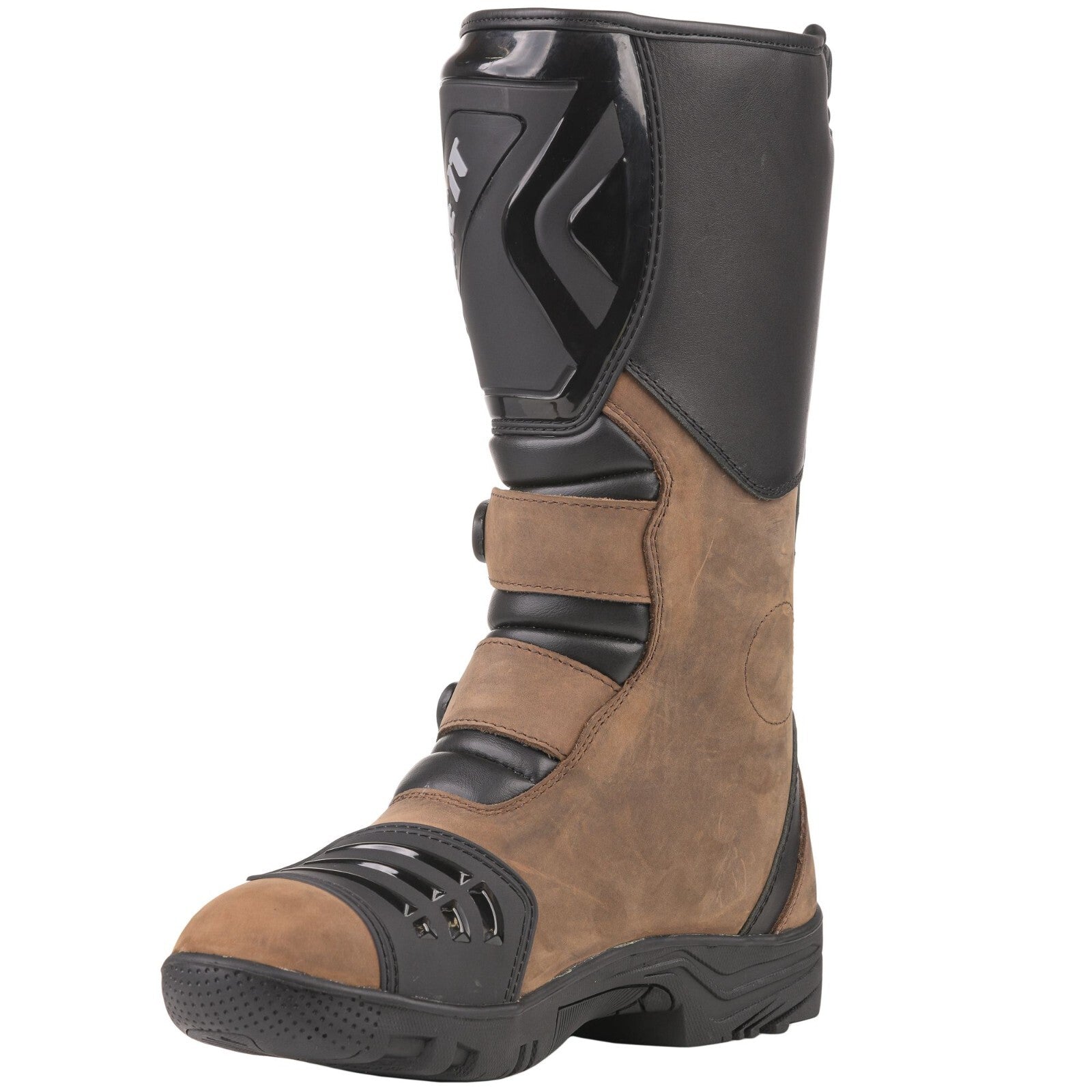 Bike It Triple-Black Motorcycle Motorbike Waterproof Adventure Style Boots Brown