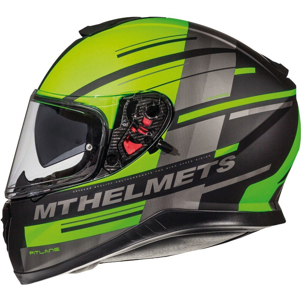 MT Thunder 3 SV Pitlane Motorcycle Motorbike Full Face Helmet Matt Green Black