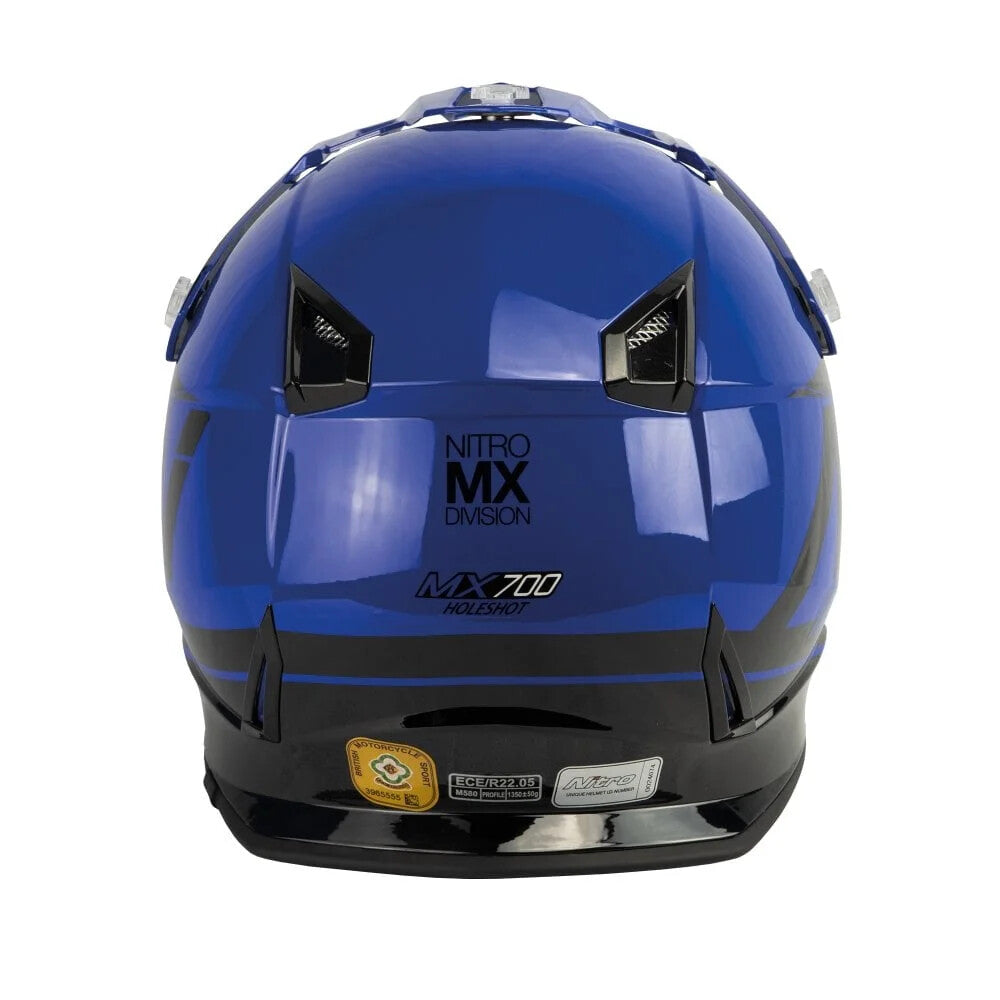 Nitro MX700 Podium MX Motocross Enduro Motorcycle Helmet Holeshot Black Blue