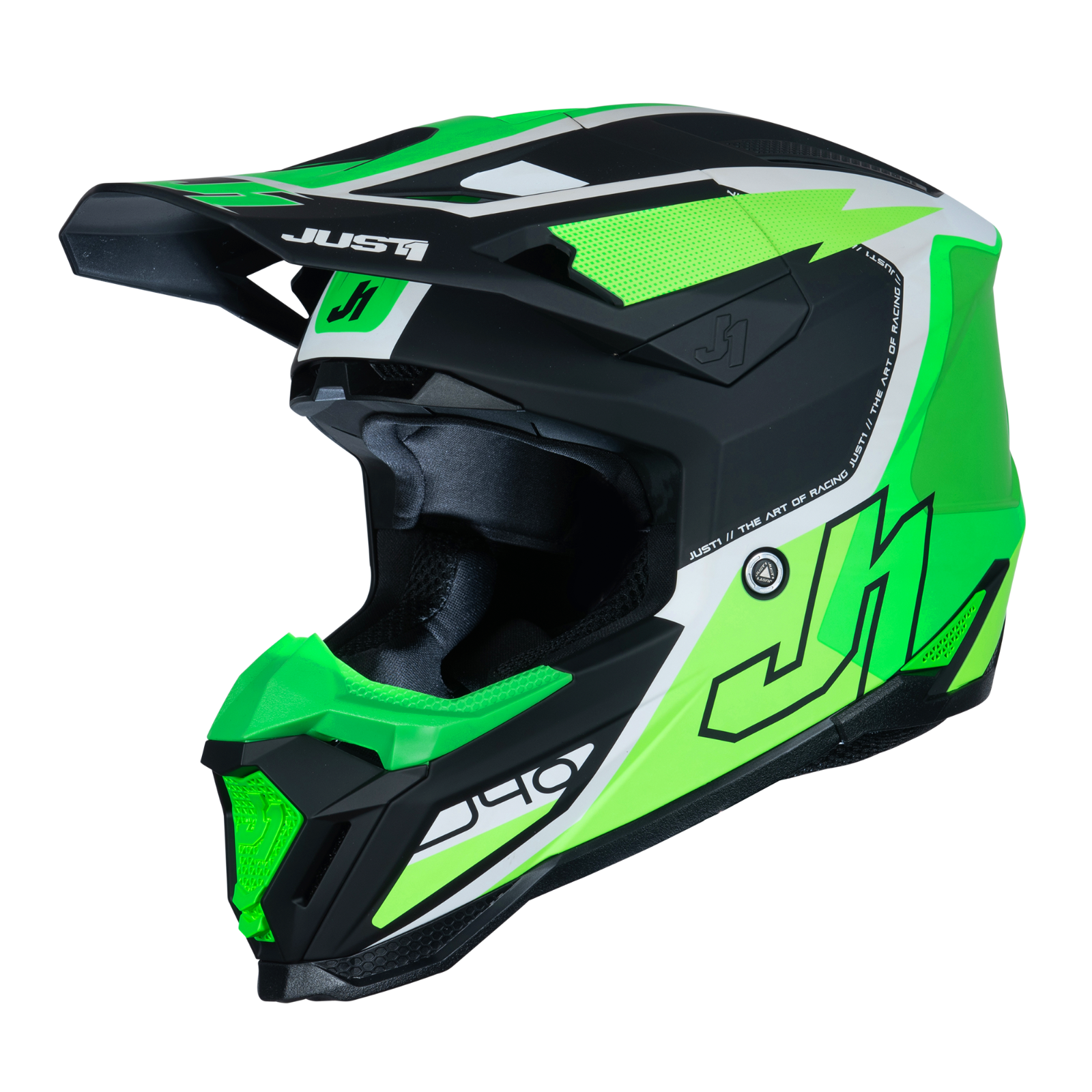 Just1 J40 Motocross Motorcycle Motorbike Helmet Flash Fluo Green / White / Black