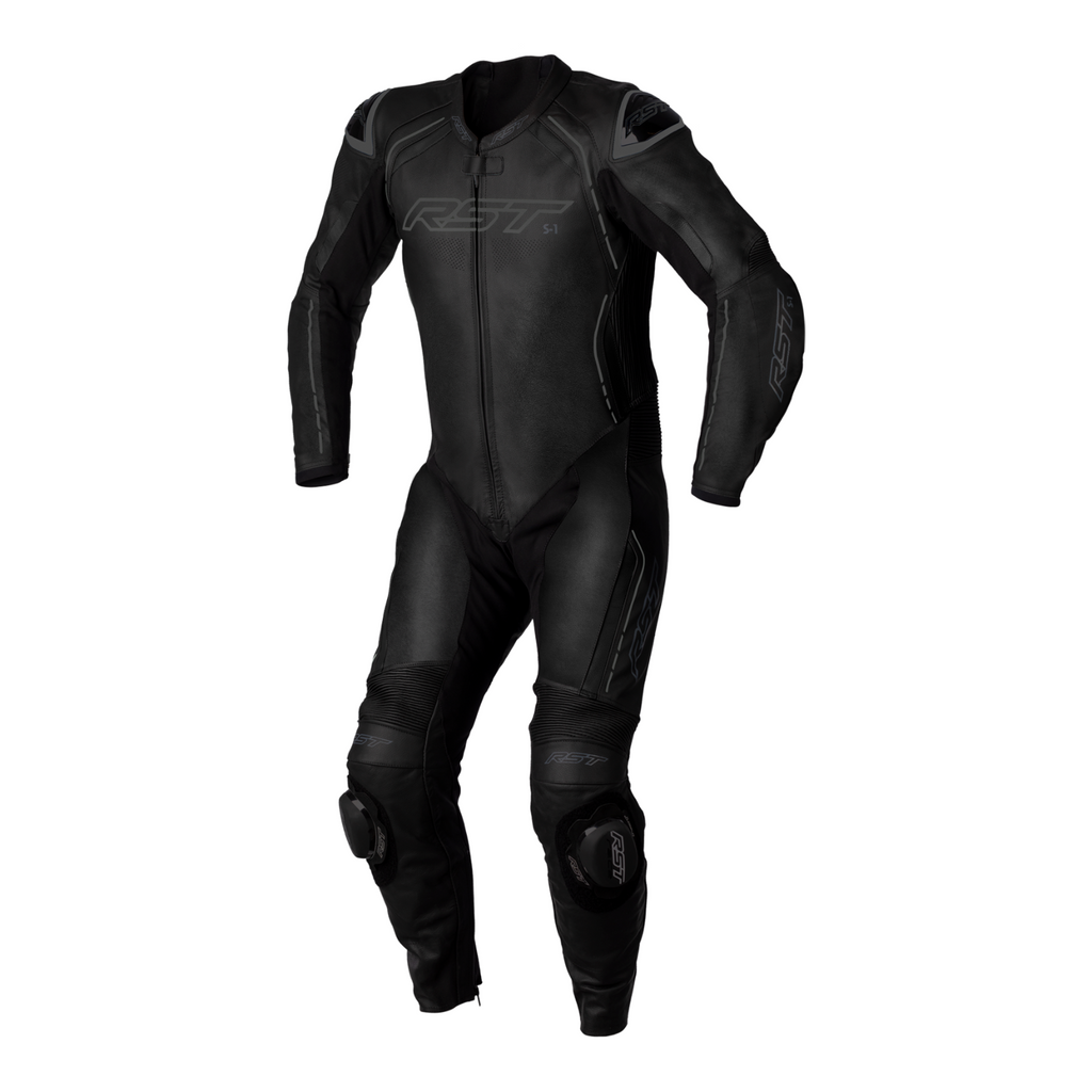 RST S1 CE AAA Rated Leather Motorcycle Motorbike Race 1 Pc Suit Black Black