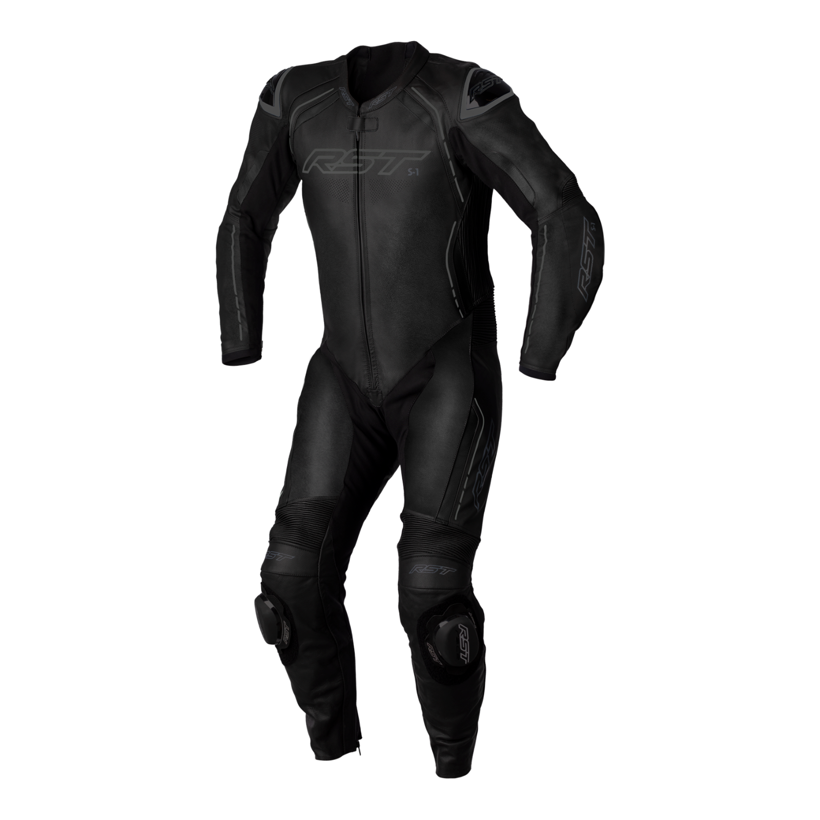 RST S1 CE AAA Rated Leather Motorcycle Motorbike Race 1 Pc Suit Black Black