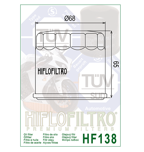 Hiflo Filtro HF138 Motorcycle Motorbike Oil Filter Suzuki Kawasaki