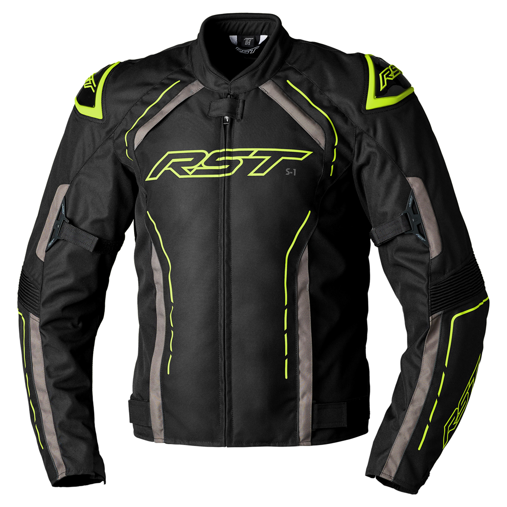 RST S1 Waterproof Textile Sports Style CE AA Motorcycle Motorbike Jacket Blk Yel