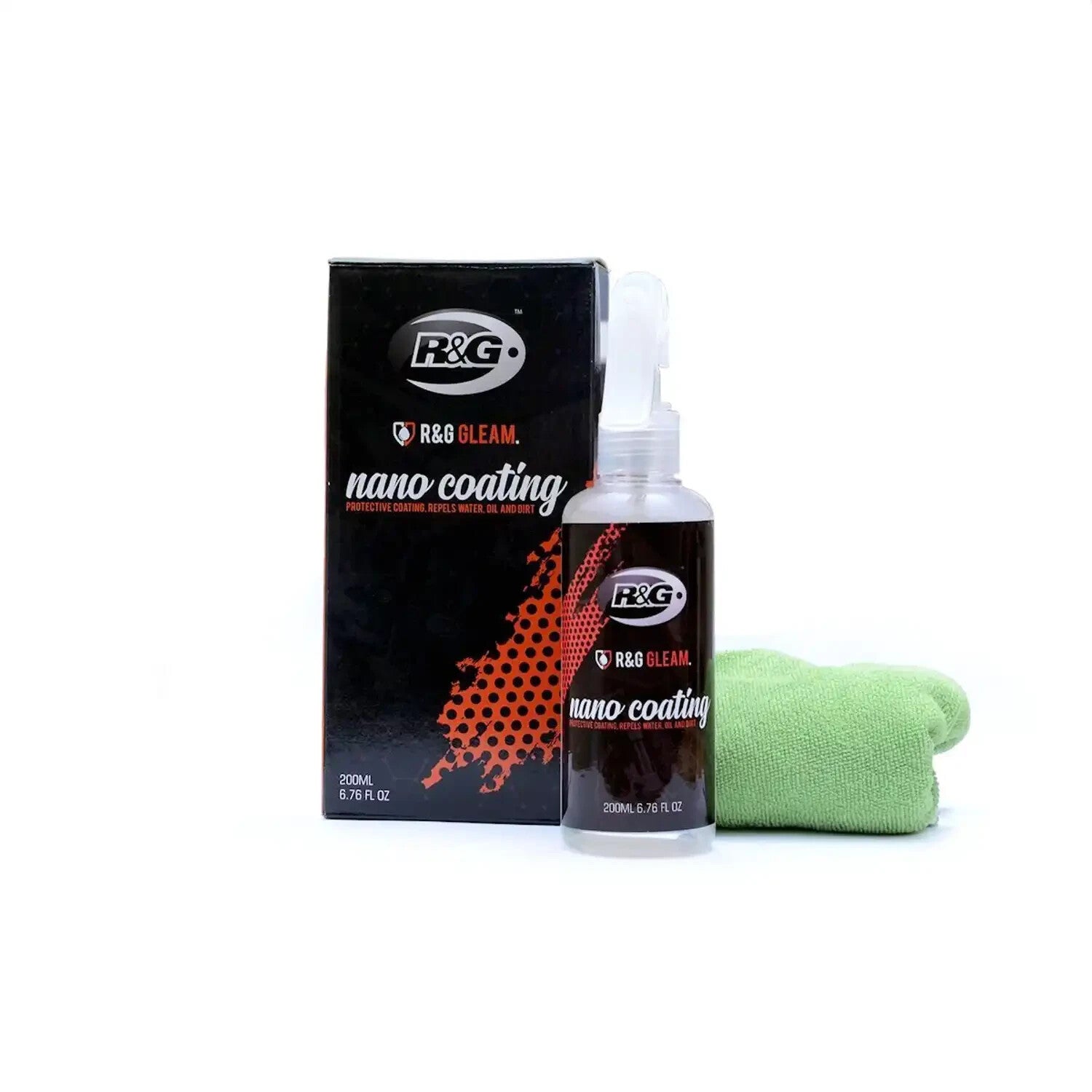 R&G Nano Coating Repels Water Oil & Dirt Motorcycle Motorbike Cleaner & Cloth