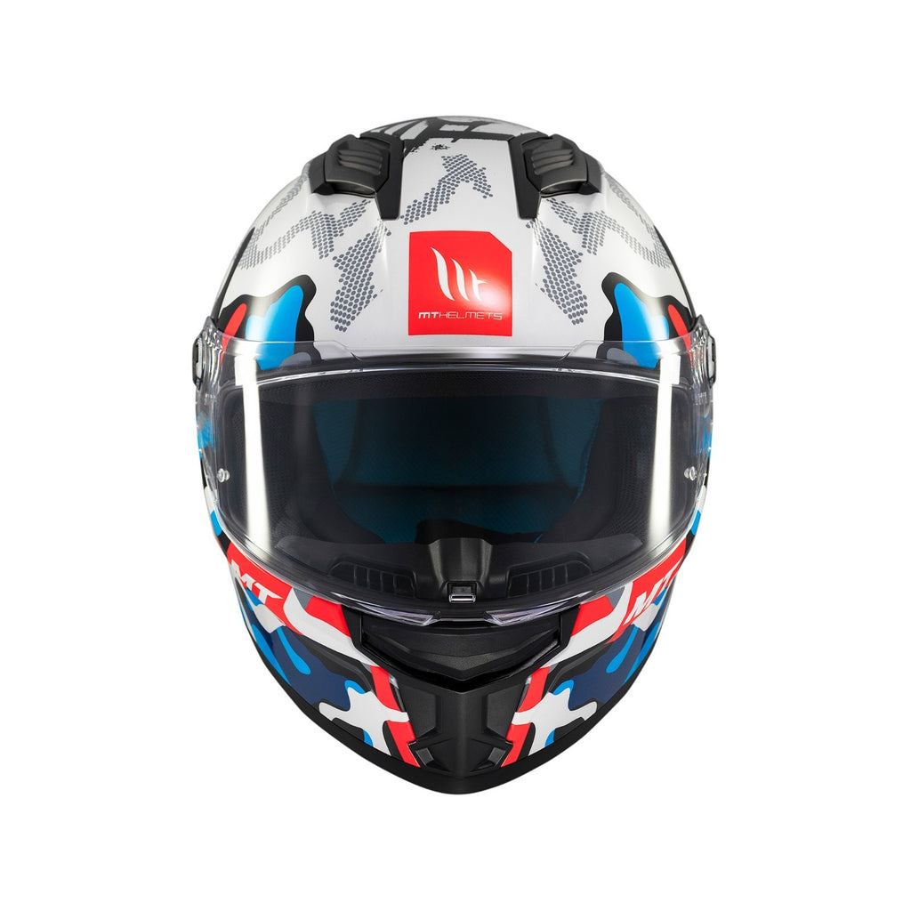 MT Stinger 2 Yozu Full Face White Red Blue ECE2206  Motorcycle Motorbike Helmet