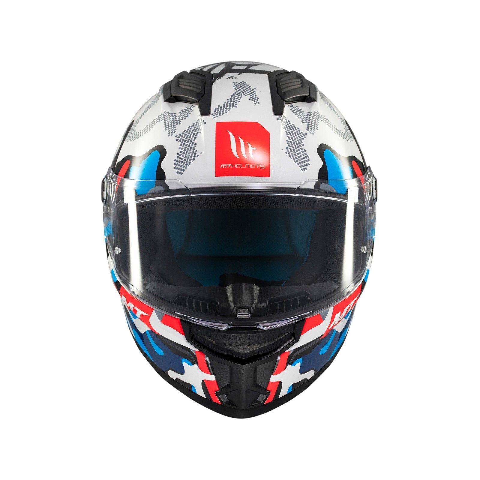 MT Stinger 2 Yozu Full Face White Red Blue ECE2206  Motorcycle Motorbike Helmet