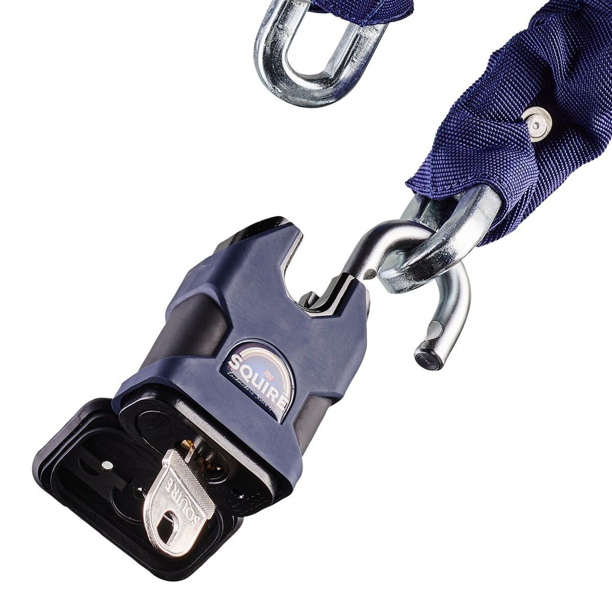 Squire Motorcycle Bicycle Immense 1.2M, 10mm Chain 50mm Padlock - Gold/Diamond