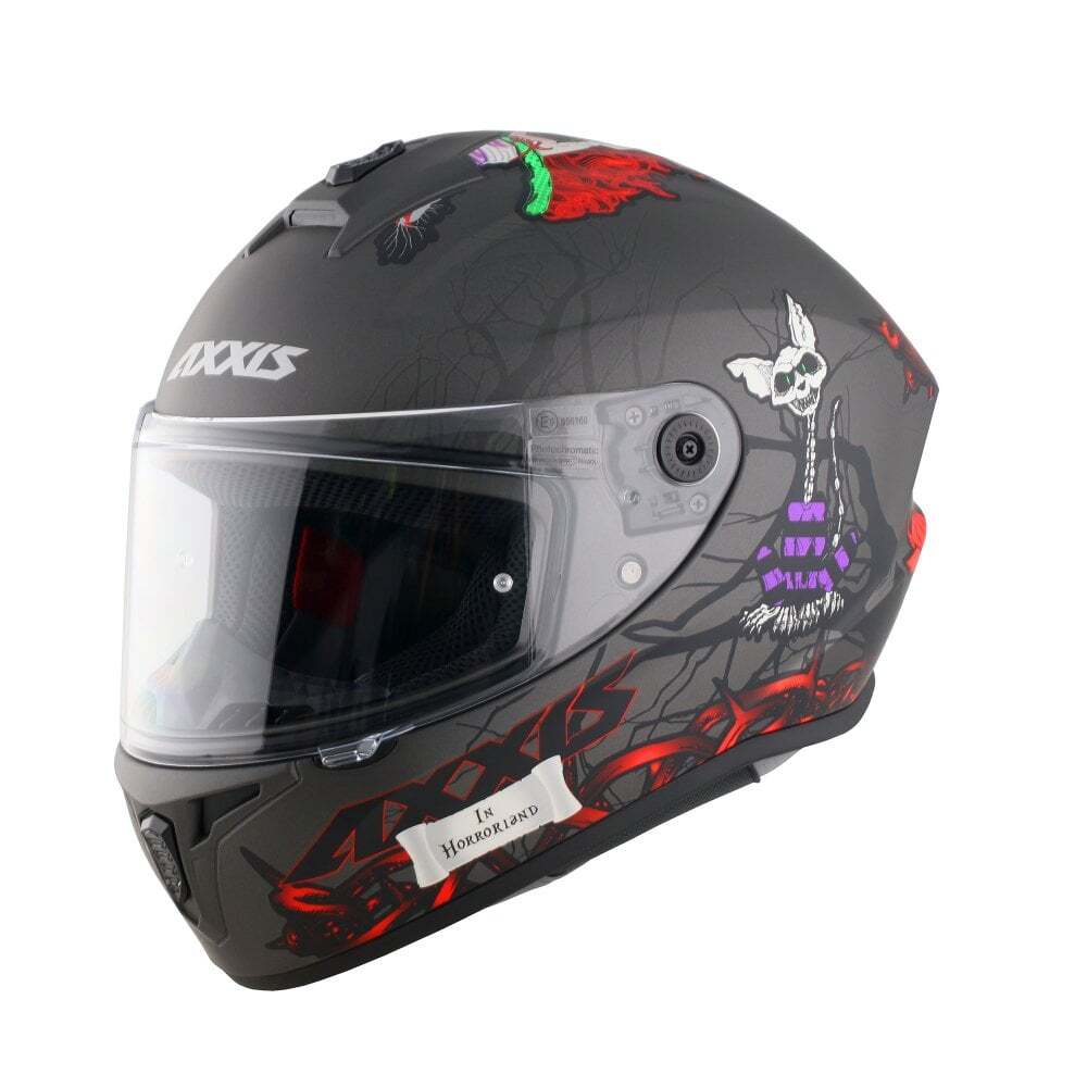 Draken S Horrorland Full Face ECE 2206 Motorcycle Motorbike Helmet Matt Titanium