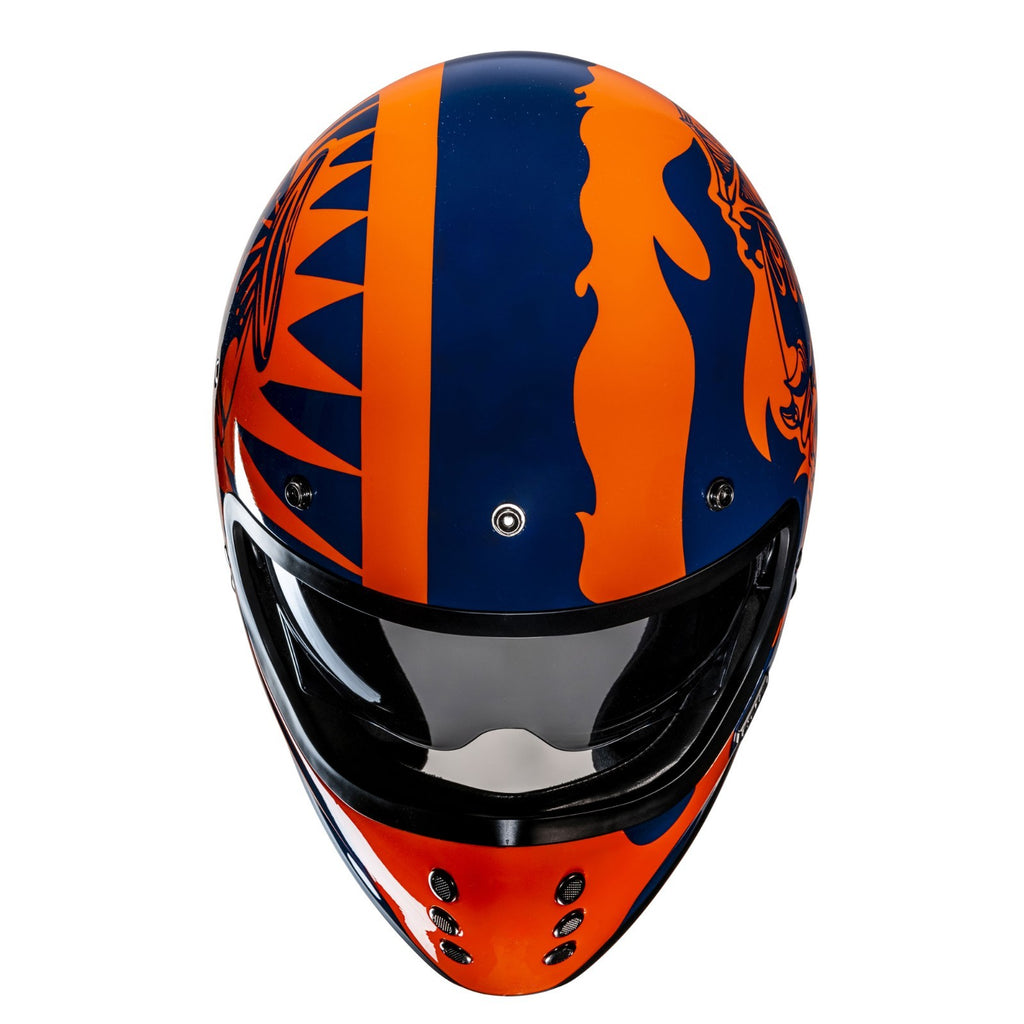 HJC V60 Flame Orange Blue Classic ECE2206 Open Face Motorcycle Motorbike Helmet