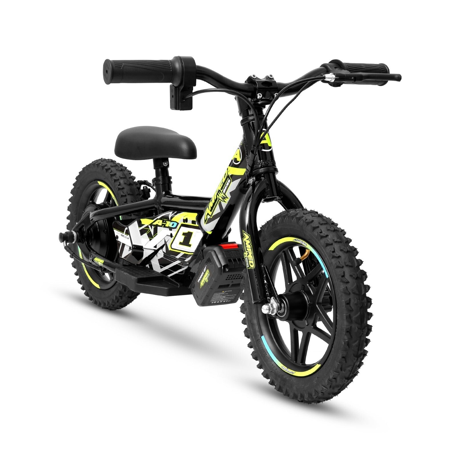Amped A10 Black 150w 18v Electric Kids Age 3+ Balance Bike Black Yellow New 2025