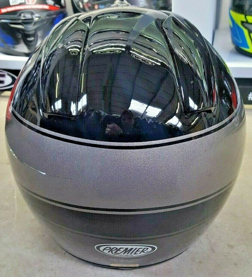 Premier Anniversary Style TT9 Full Face Motorcycle Motorbike Helmet Black Grey