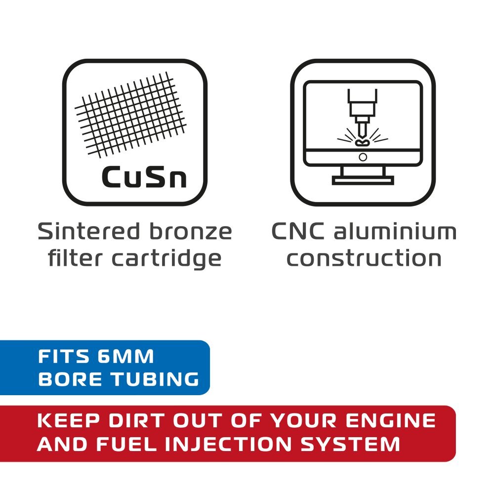 Oxford Motorcycle Motorbike Alloy Fuel Filter - Black - OX832