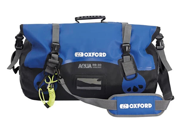 Oxford AQUA RB-30 Waterproof Marine Motorcycle 30 Litre Roll Bag - Black Blue