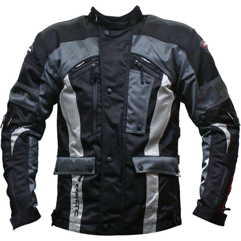 Duchinni Vortex Waterproof Textile Motorcycle Motorbike Jacket Black / Gunmetal