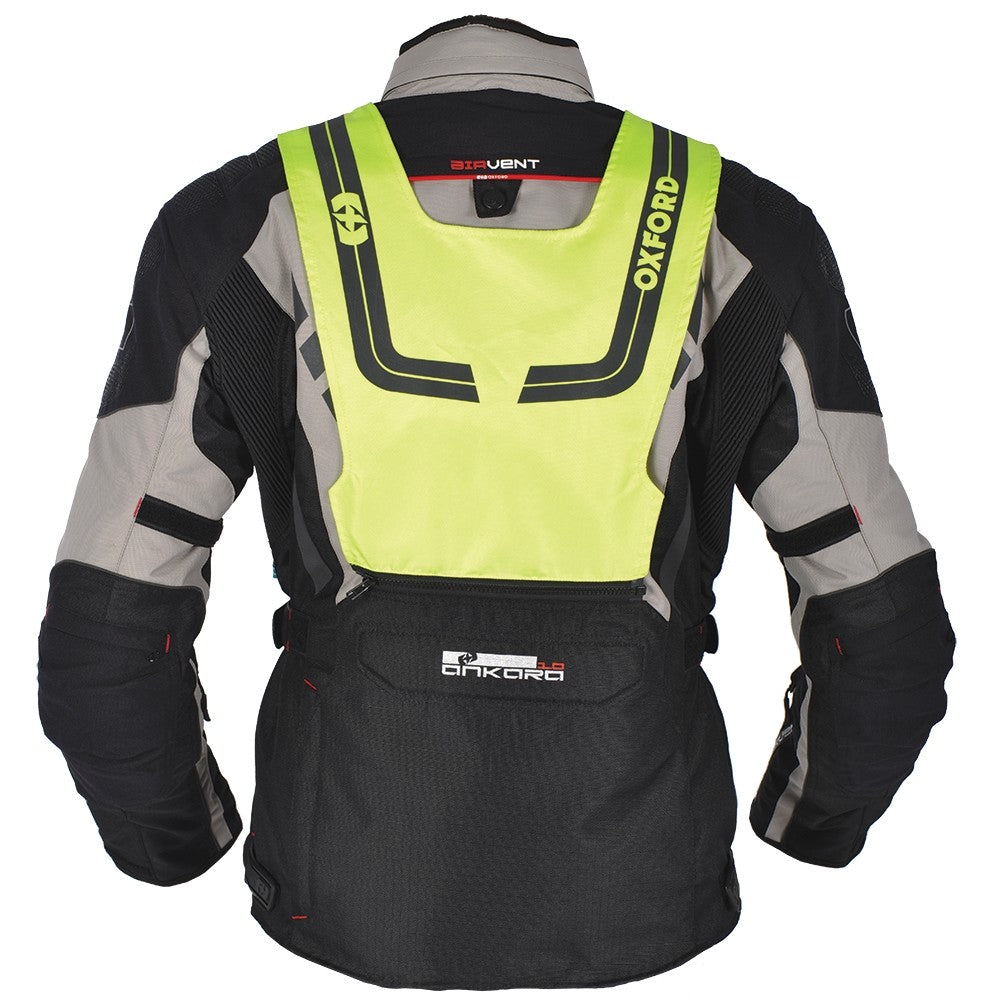Oxford Ankara Long Waterproof Textile Motorcycle Motorbike Jacket Grey Black