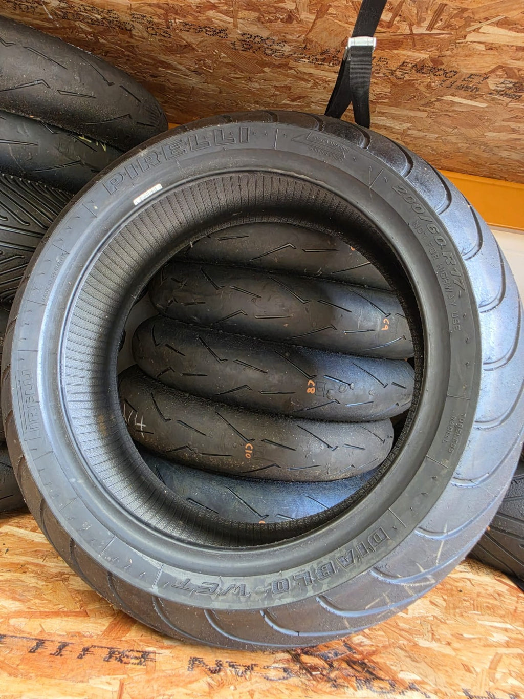 Pirelli Diablo Wet 200/60-17 part worn front BSB scrub tyre 2023