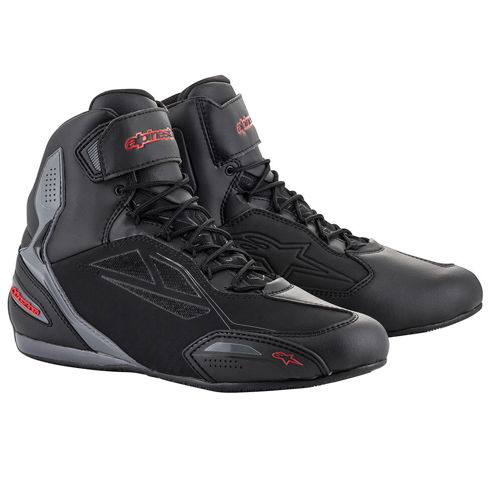 Alpinestars Faster 3 Drystar Waterproof Motorcycle Motorbike Shoe Black Grey Red