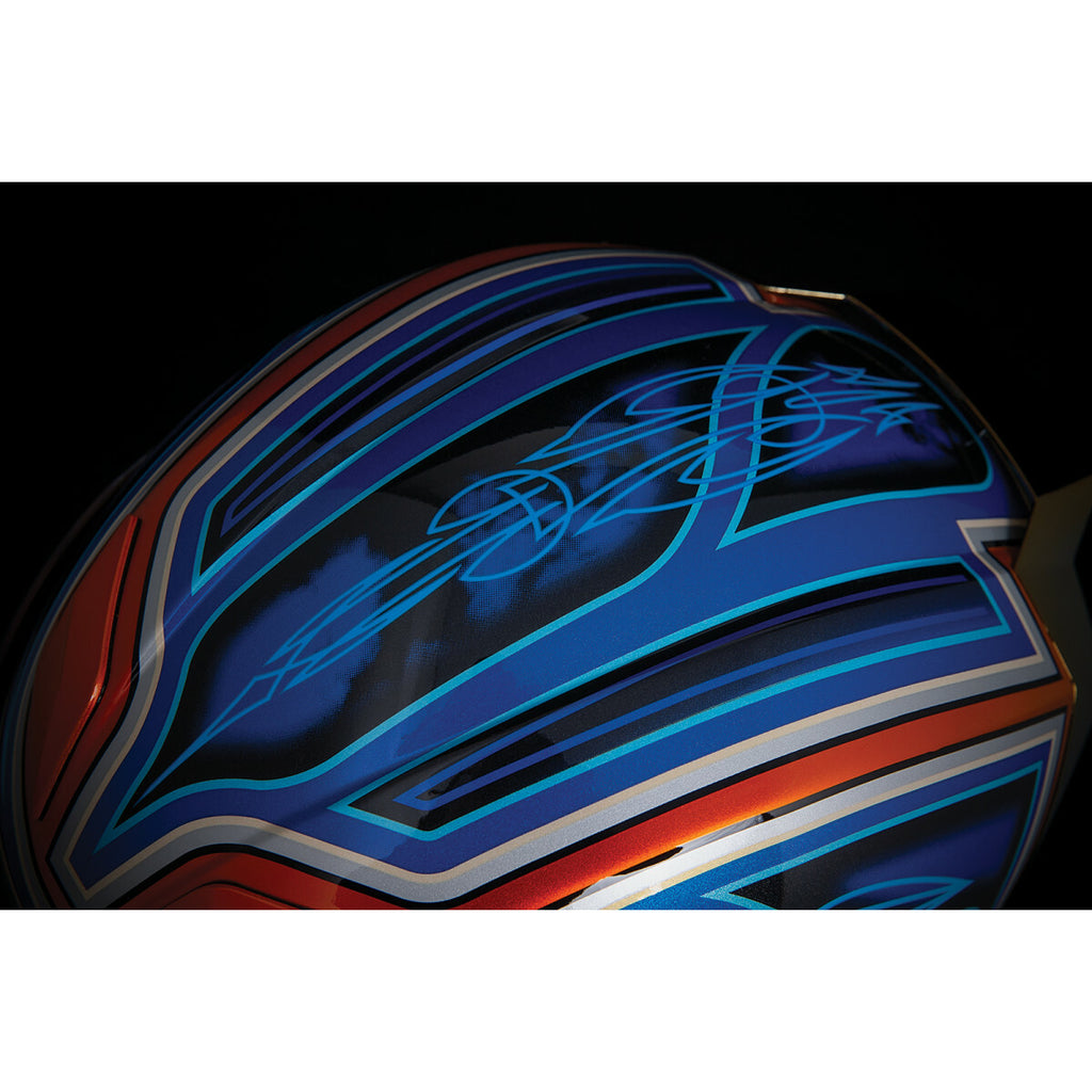 Icon Airflite El Centro Blue Orange Motorcycle Motorbike Helmet Free Gold Visor