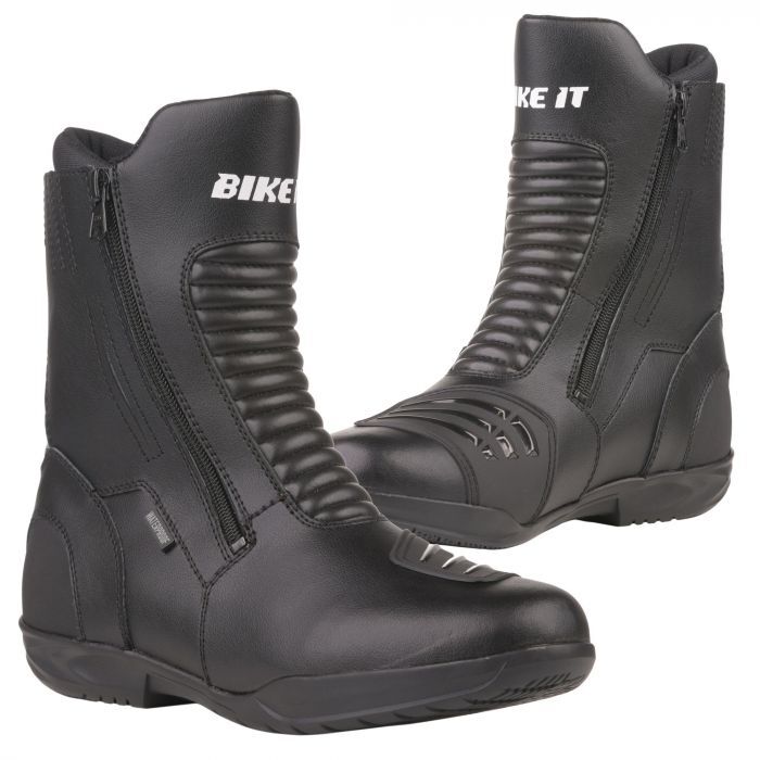 Bike It Preto Black Mid Length Waterproof Motorcycle Motorbike Boots