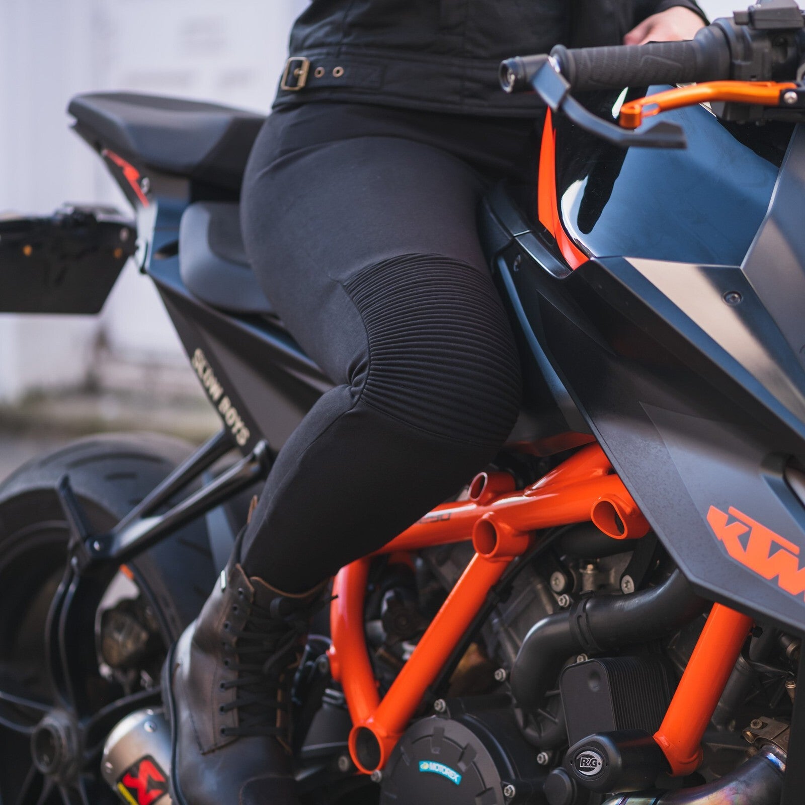 Oxford Super Moto Motorcycle Motorbike Ribbed Knee Leggings Black