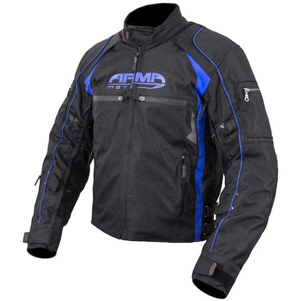 ARMR Moto Ukon Urban Motorcycle Motorbike Waterproof Textile Jacket Black Blue