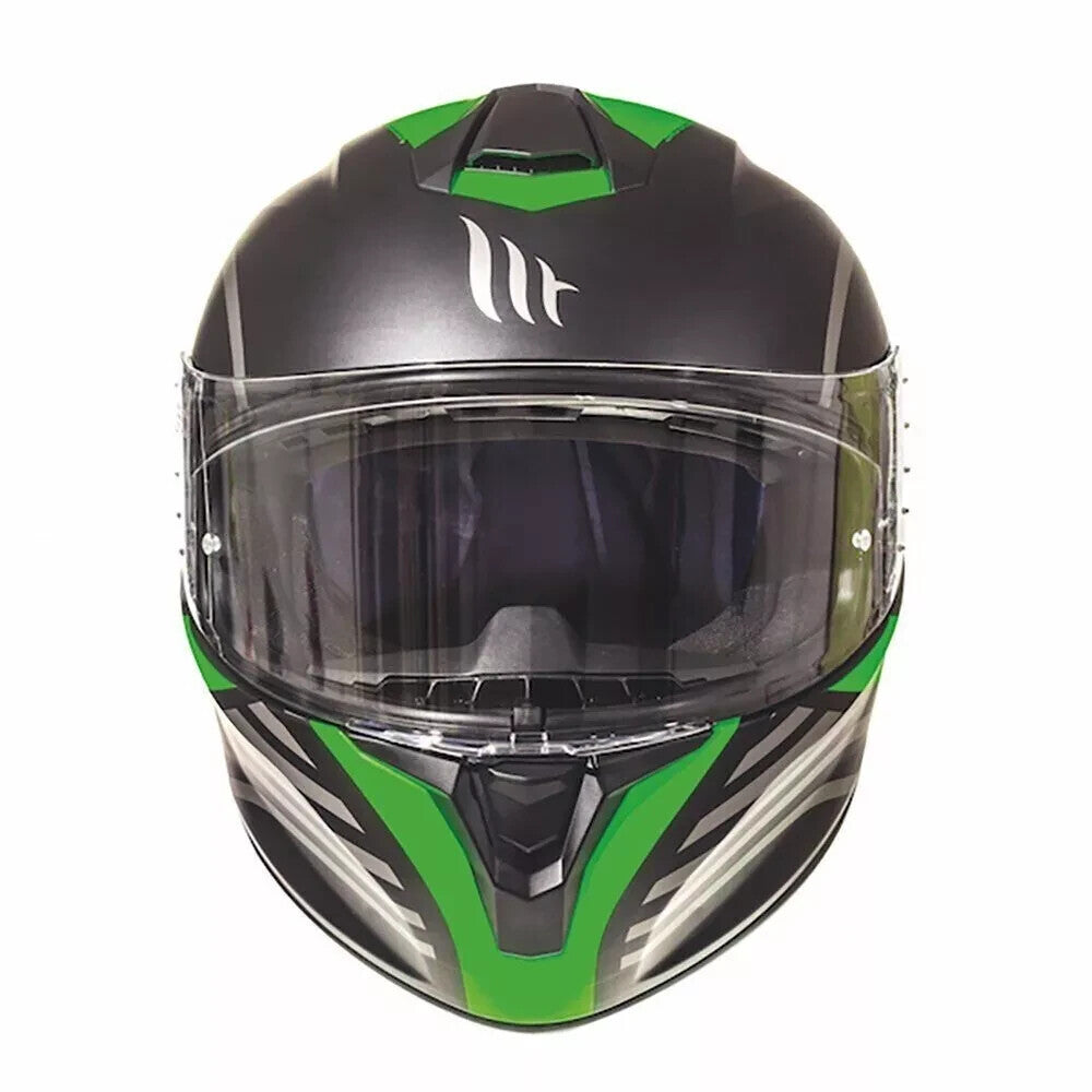MT Targo Doppler Matt Black Fluor Green Full Face Motorcycle Motorbike Helmet