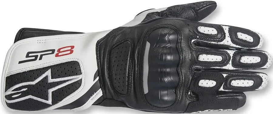 Alpinestars SP-8 v2 Leather Black White Motorcycle Motorbike Sport Glove - 3XL