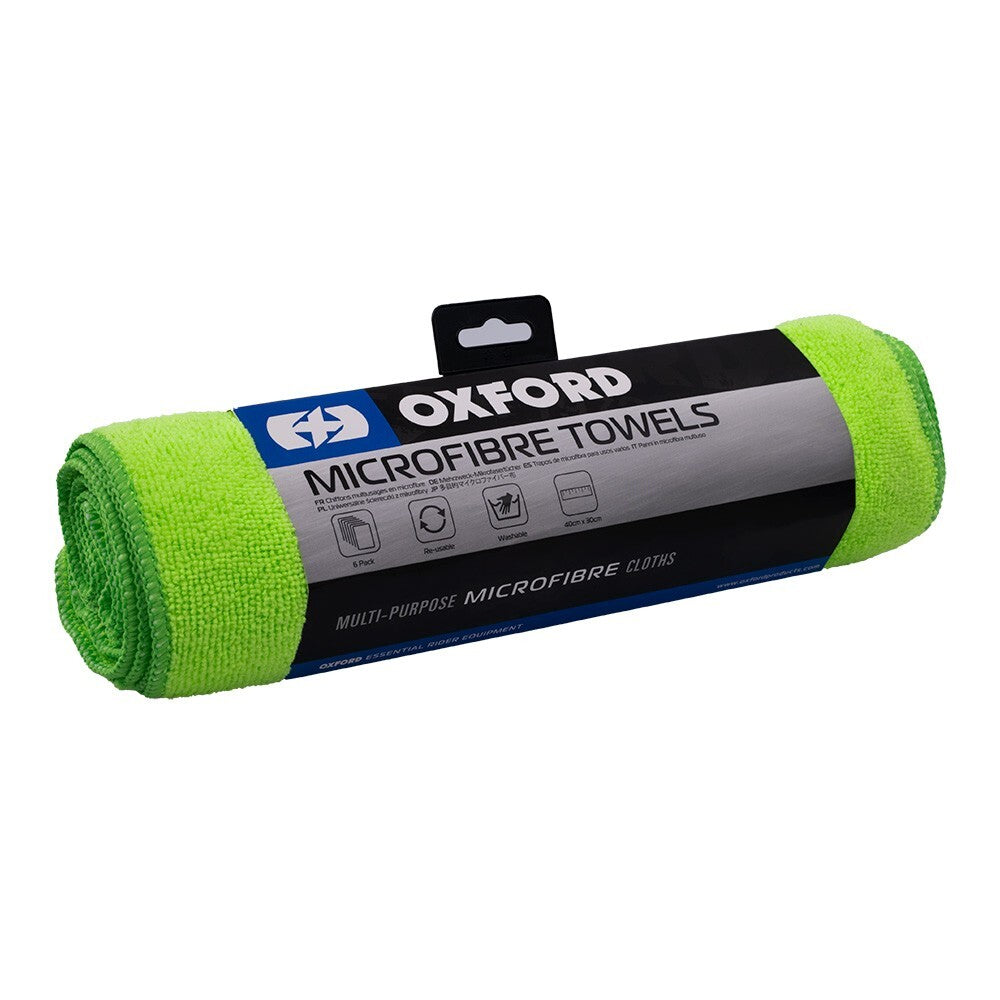 Oxford Microfibre Towels Pack of 6 Ideal for Motorcycle Motorbike OX253