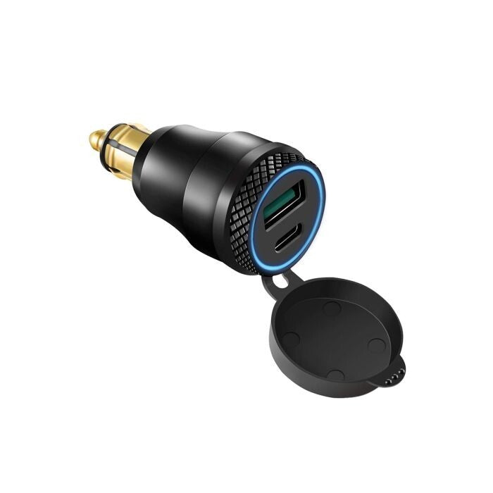 Bike It Aluminium Din Hella Plug Motorcycle Bike 12v Power Adaptor With Dual USB