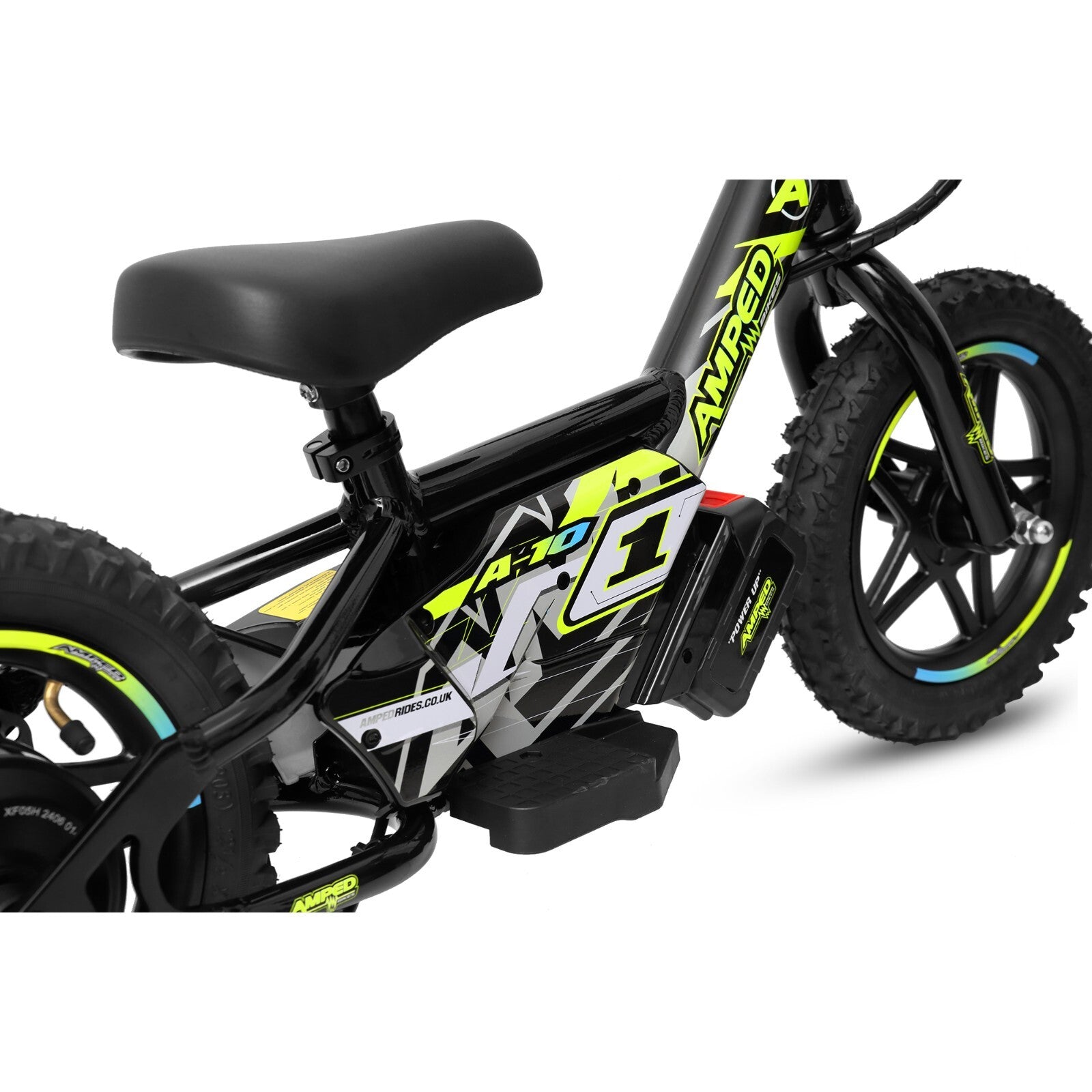 Amped A10 Black 150w 18v Electric Kids Age 3+ Balance Bike Black Yellow New 2025