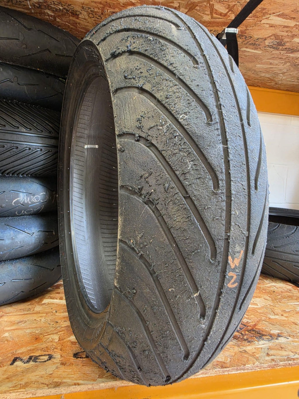 Pirelli Diablo Wet 200/60-17 part worn front BSB scrub tyre 2023
