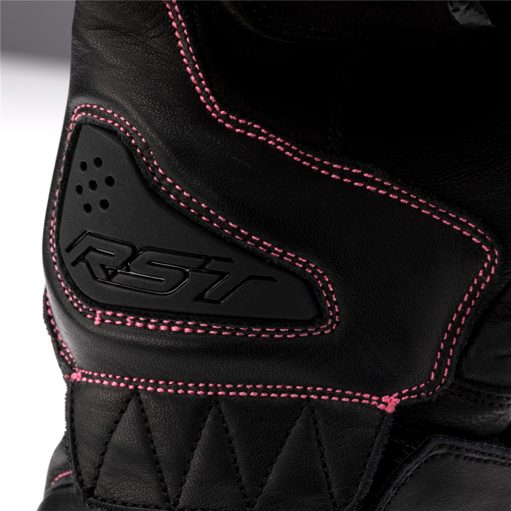 RST S-1 CE Ladies Leather Sports Motorcycle Motorbike Gloves - Black Pink