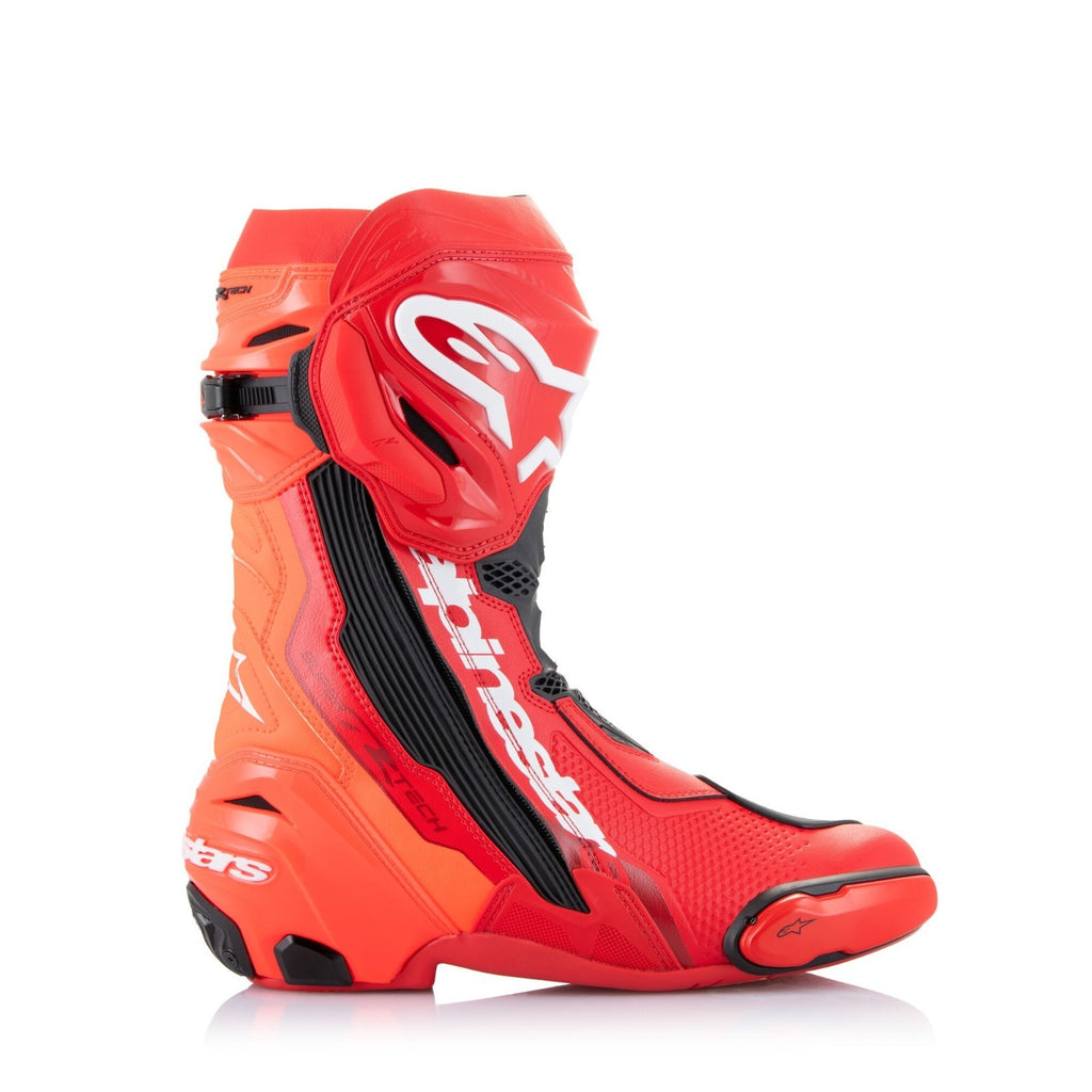 Alpinestars Supertech R Motorcycle Bike Sports Trace Race Boots Bright Red Fluo