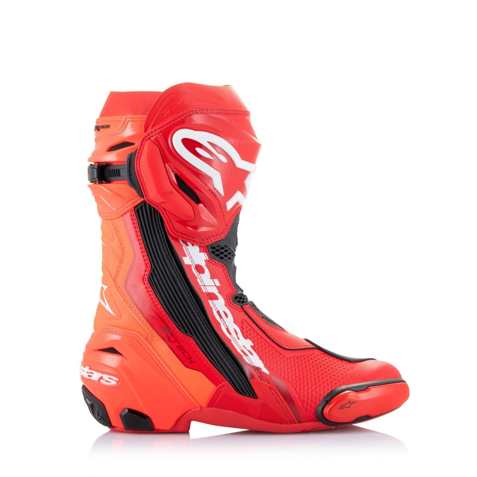 Alpinestars Supertech R Motorcycle Bike Sports Trace Race Boots Bright Red Fluo