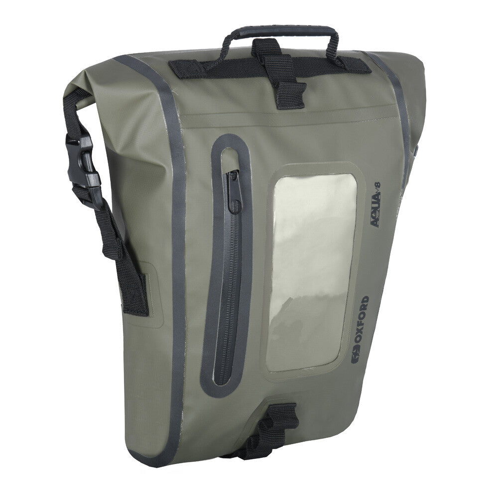 Oxford Aqua M8 Waterproof Motorcycle Motorbike Magnetic Tank Bag - Khaki Black