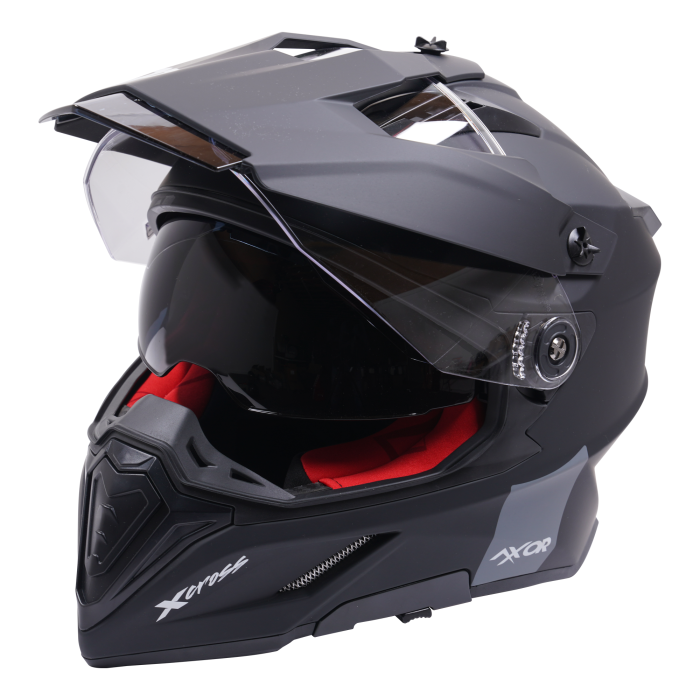 Axor X-Cross Adventure Full Face Motorcycle Motorbike Helmet - Matt Black