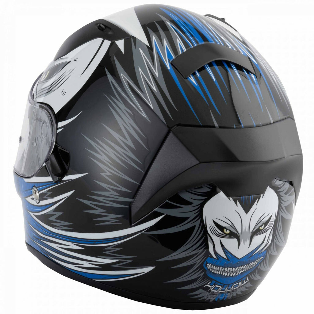 VCAN V128 Full Face Hollow Blue ACU Gold Motorcycle Motorbike Helmet