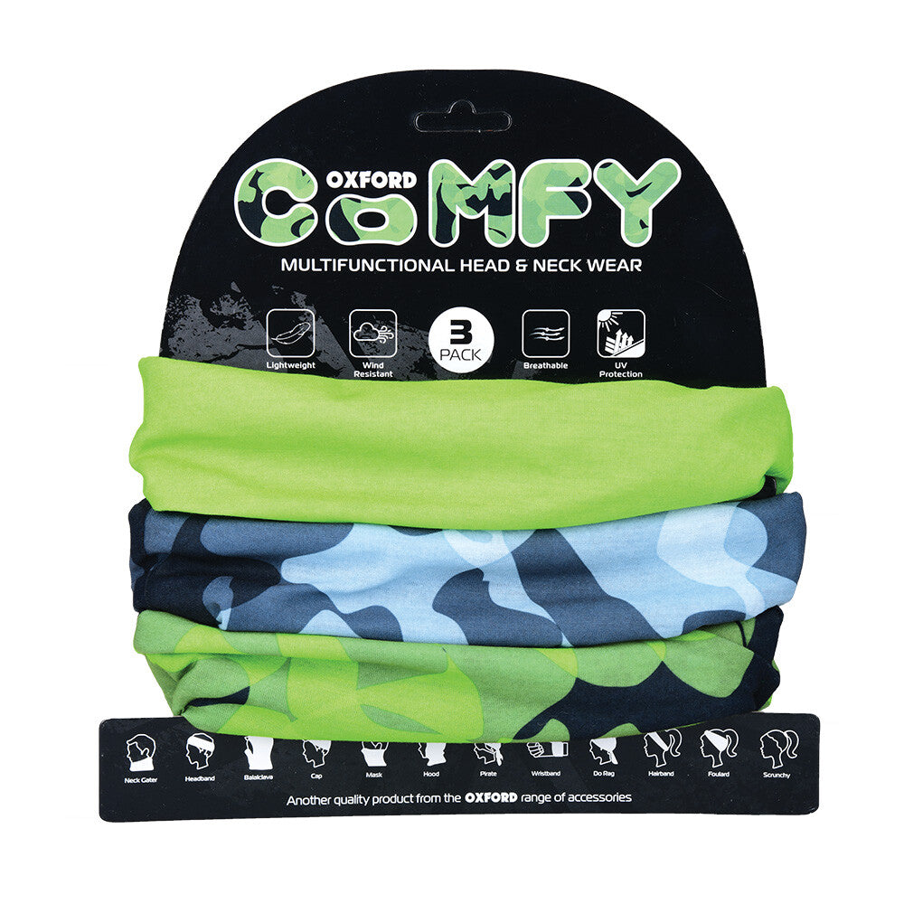 Oxford Comfy 3 Pack Neck Scarf Warmer Tube Bandana Balaclava Havoc Green NW149