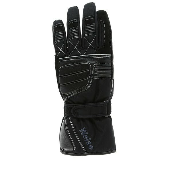 Weise Grid Waterproof Leather Textile Mix Motorcycle Motorbike Glove - Black