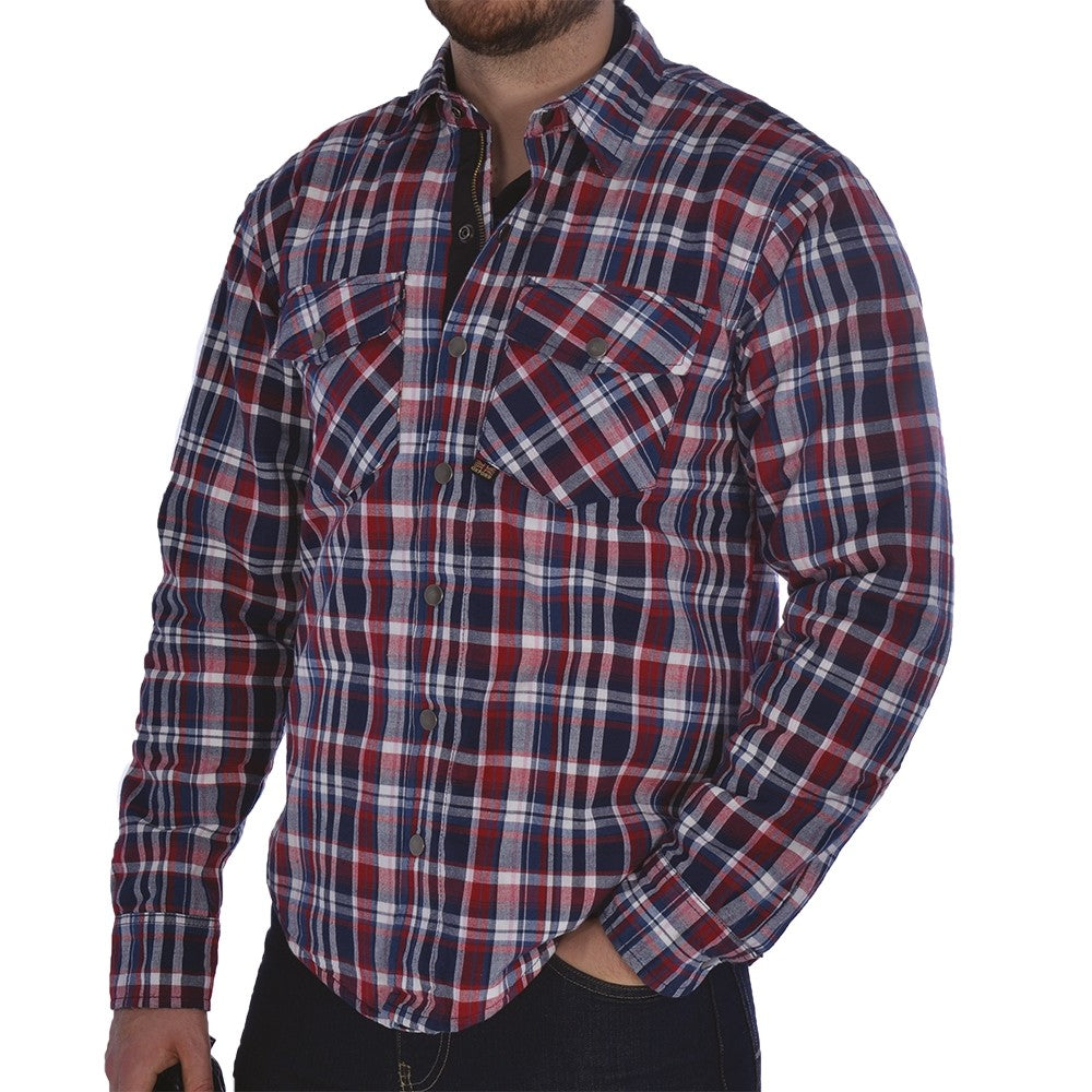 Oxford Kickback Aramid Lined Water Resistant Motorcycle Bike Shirt Red & Blue