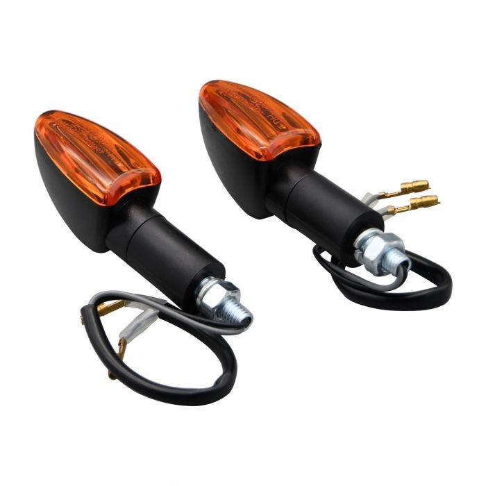 Bike It Long Stem Mini Spear Motorbike Indicators With Black Body And Amber Lens