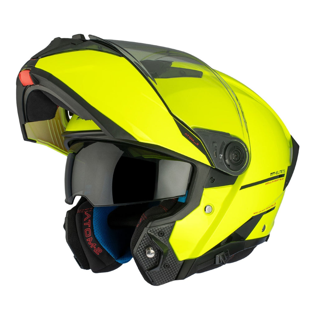 MT Helmets Atom 2 Solid Gloss Fluo Flip Modular Motorcycle Motorbike Helmet