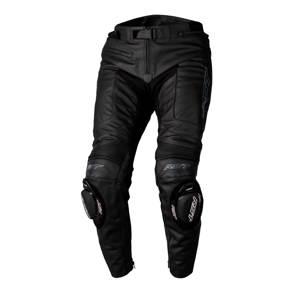 RST S1 CE AAA Leather Motorcycle Motorbike Short Leg Trousers Jeans - Black