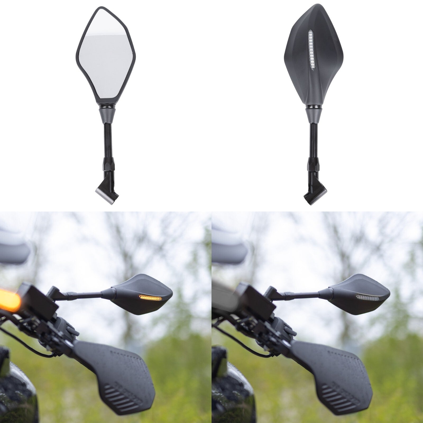 Oxford Motorcycle Motorbike Mirror Signal Mirror With LED Indicator - Left
