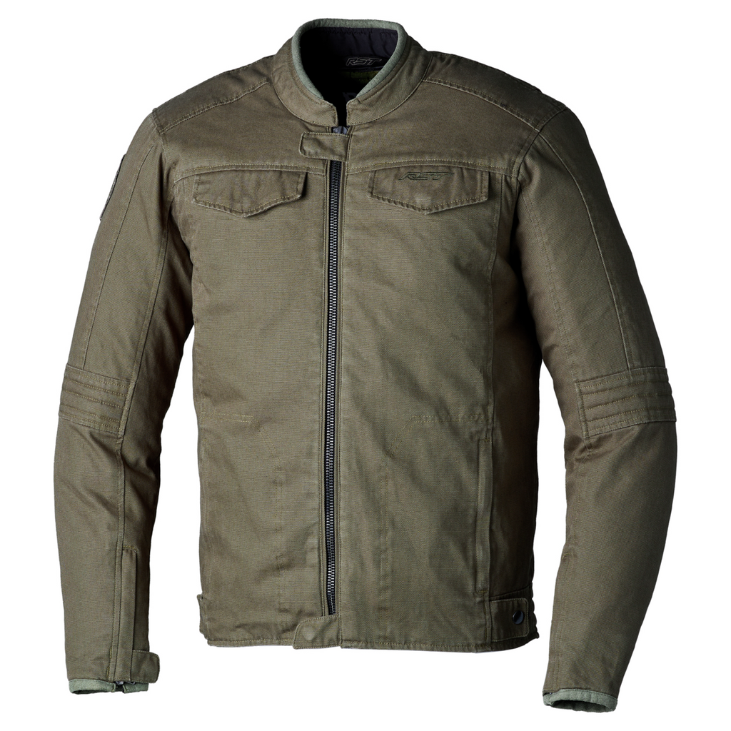 RST IOM TT Crosby 2 Classic Canvas CE Motorcycle Motorbike Textile Jacket Olive